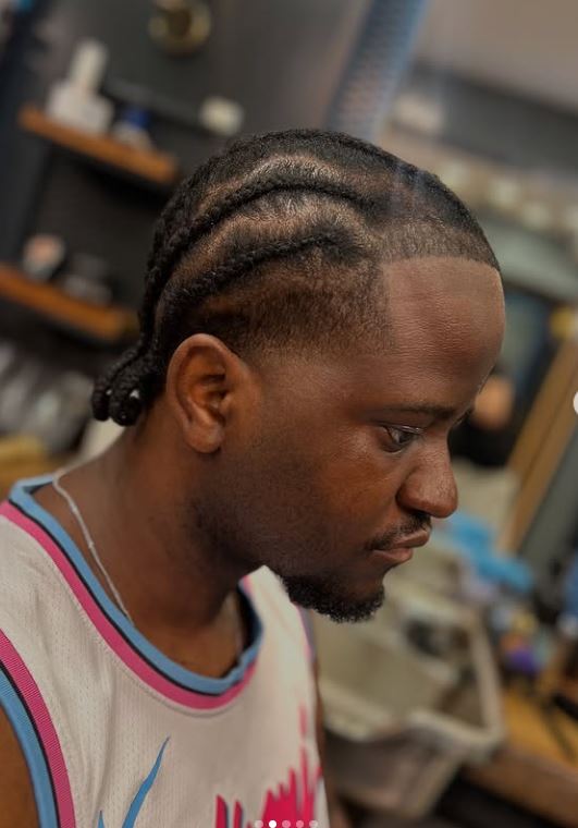 Braided hairstyle with clean line-up